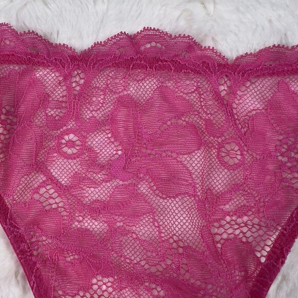 Victoria’s Secret Very Sexy Double Strap Thong Pink Lace Shiny Straps Sz.L NWT - Picture 6 of 6